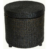 Rush Grass Storage Footstool in Black