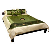 6 Piece Thai Silk Medallion Duvet Set in Jade