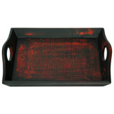 Calligraphy Tray Black and Red Matte Lacquer