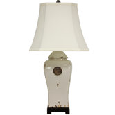 Medallion Vase Lamp in Distressed Ivory