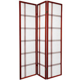 Double Cross Shoji Screen with Three Panel in Rosewood