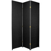 Tall Woven Fiber Room Divider in Black