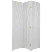 Tall Woven Fiber Room Divider in White