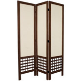 6 Feet Tall Open Lattice Fabric Room Divider in Burnt Brown