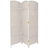 6 Feet Tall Diamond Weave Fiber Room Divider in White