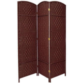 6 Feet Tall Diamond Weave Fiber Room Divider in Dark Red
