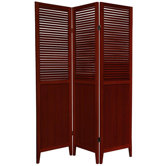 Beadboard 3 Panel Room Divider in Rosewood