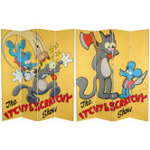 Tall Double Sided Itchy and Scratchy Canvas Room Divider