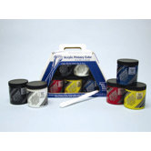 Prima Acrylic - Primary Color Set (Five 236 mL Jars) & More