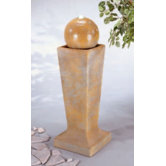 Centerpiece Cast Stone Sphere On Tall Pedestal Fountain