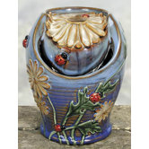 Porcelain Daisies Ladybug Water Fountain