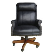 Home Office High-Back Leather Executive Chair with Nailhead Arms