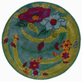 Vibrance Blue Tropical Flowers and Leaves Rug