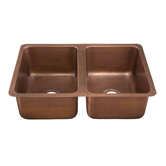 Monterosso Hand Hammered Copper Double Bowl Kitchen Sink