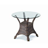 30'' Round Glass Wicker Dining Table