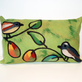 Song Birds Rectangle Indoor/Outdoor Pillow in Green