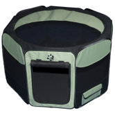 Octagon Pet Pen with Removable Top in Sage