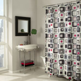 Blocks Shower Curtain in Black / Red