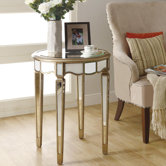 Mirrored Scalloped End Table