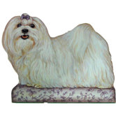 Maltese Wooden Decorative Dog Doorstop