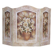 Lily Flower 3 Panel MDF Fireplace Screen