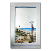 Faux Window Mirror Screen with Seagull