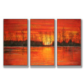 Autumn Sunset Triptych Wall Art