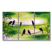 Birds On Wires Triptych Wall Art