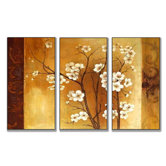 Floral Crimson Back Triptych Wall Art