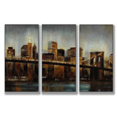 Lights on Bridge Triptych Wall Art