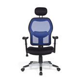 Chefsessel h&ouml;henverstellbar "Florenz" in Schwarz / Blau / Aluminium lackiert
