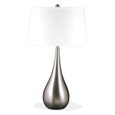 29" Table Lamp with Cream Brussels Linen Hardback Shade in Satin Nickel