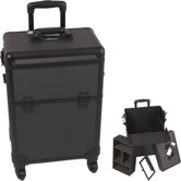 Dot Pattern Professional Rolling Cosmetic Makeup Case with Removable Tray and Divider