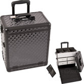 Diamond Pattern Interchangeable Professional Rolling Makeup Train Case