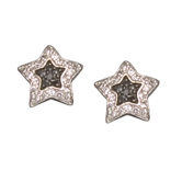 Gemstone Post Rhodium Plated (.925) Sterling Silver Earrings