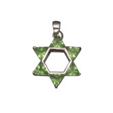 Star David Rhodium Plated Pendant in Peridot