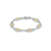 Flower Hammered Cubic Zirconia Bracelet