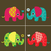 Four Elephants Wall Art Print