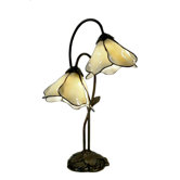 Double Amber Glass Table Lamp in Bronze