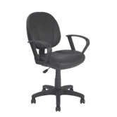 B&uuml;rostuhl aus Leder mit mittelhoher R&uuml;ckenlehne