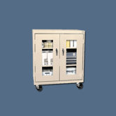 Transport Clear View Counter Height Mobile Storage - 48" x 46" x 18" with Two Shelves