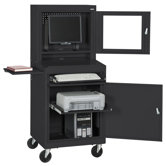 Mobile Computer Security Workstation with Slide-Out Shelf