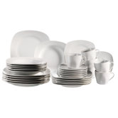 Villa 30 Piece Porcelain Dinnerware Set in Uni White