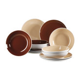 Two Tone 12 Piece Ceramic Dinnerware Set