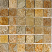 2" x 2" Tumbled Slate Mosaic in Sunny Ray