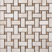 Tumbled Travertine Basketweave Mosaic in Ivory