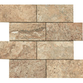 12" x 12" Porcelain Subway Mosaic in Noce Travertine