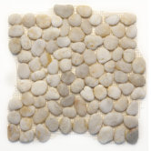 Decorative Pebbles 12" x 12" Interlocking Mesh Tile in Honed White Onyx