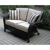 Ebony and Ivory Wicker Loveseat with Cushions
