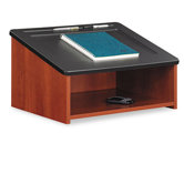 Tabletop Lectern With Open Storage Area, 23-7/8w x 18-1/2d x 13-3/4h, Cherry